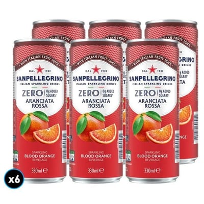 6x Agua San Pellegrino Aranciata Rosa sin Azúcar Lata 330cc
