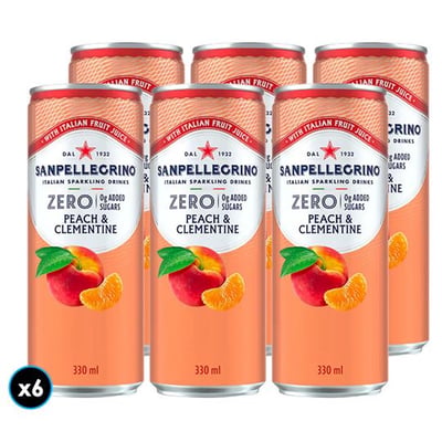 6x Agua San Pellegrino Peach sin Azúcar Lata 330cc 