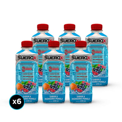 6x Bebidas Isotónicas Suerox Arándano-Pomelo 630cc