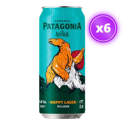 6x Cerveza Austral Patagonia - Hoppy Lager - Lata 473cc