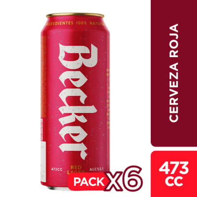6x Cerveza Becker Roja Lata 473cc