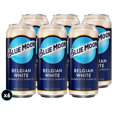 6x Cerveza Blue Moon Belgian White Lata 473cc