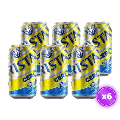 6x Cerveza Cristal - Cero Alcohol Radler Lata - 350cc