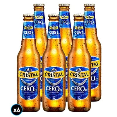 6x Cerveza Cristal Cero en Botella 355cc
