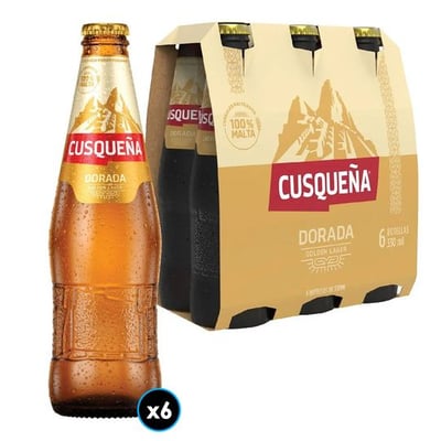 6x Cerveza Cusqueña Dorada en Botellas 330cc