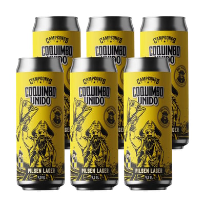 6x Cerveza Del Puerto Coquimbo Unido Pilsen Lager - Lata 473cc