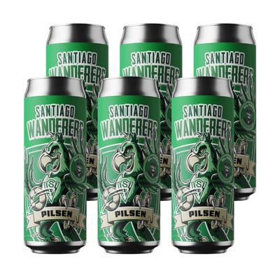 6x Cerveza Del Puerto Santiago Wanderers Pilsen - Lata 473cc