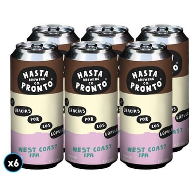 6x Cerveza Hasta Pronto ... Y Gracias Por Los Lúpulos - West Coast IPA 473cc 6.3º alc.