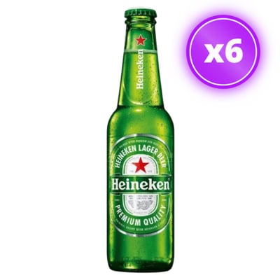 6x Cerveza Heineken Botella 330cc