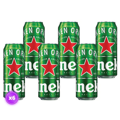 6x Cerveza Heineken - Lata 473cc