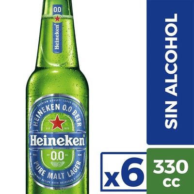 6x Cerveza Heineken Sin Alcohol Botellín 330cc