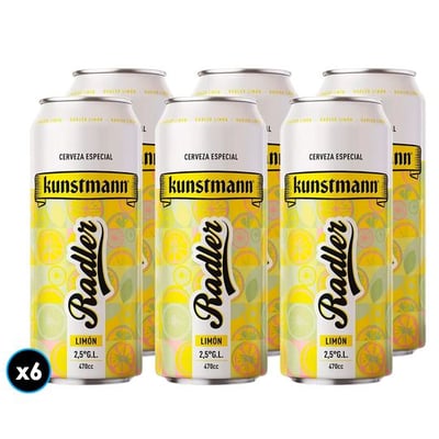 6x Cerveza Kunstmann Radler Limón en Lata 470cc
