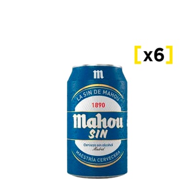 6x Cerveza Mahou Sin Alcohol Lata 330 Cc