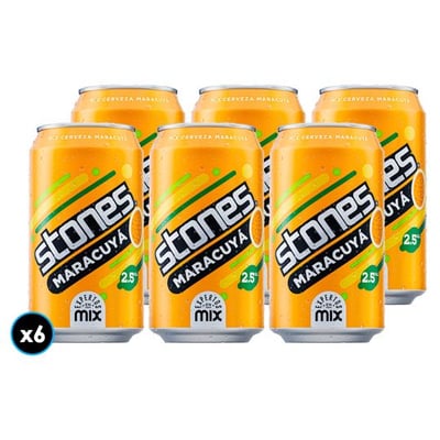 6x Cerveza Maracuyá Stones 350cc 2,5°alc