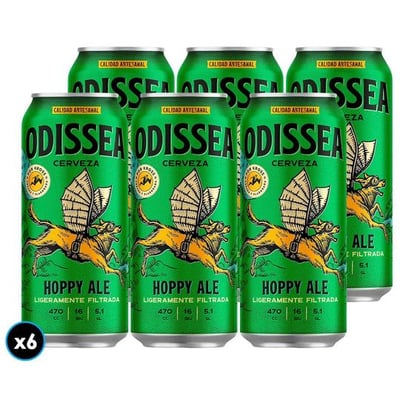 6x Cerveza Odissea Hoppy Ale Lata 470cc