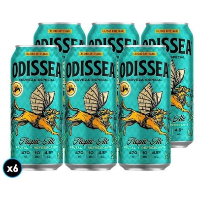 6x Cerveza Odissea Tropic Ale Lata 470cc