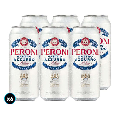 6x Cerveza Peroni Nastro Azurro Lata 500cc