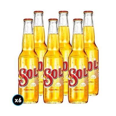 6x Cerveza Sol en Botella 330cc