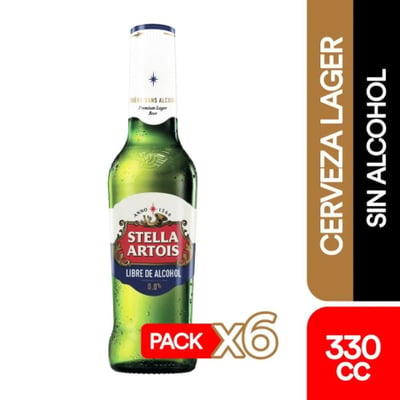 6x Cerveza Stella Artois - Sin Alcohol Botella - 330cc