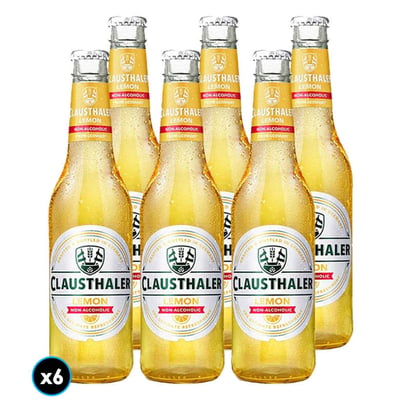 6x Cervezas Clausthaler Sin Alcohol Limón en Botella 330cc