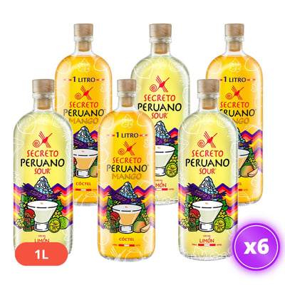 6x Pisco Secreto Peruano Mix Sour Mango 12˚ + Limón 12˚ - 1L