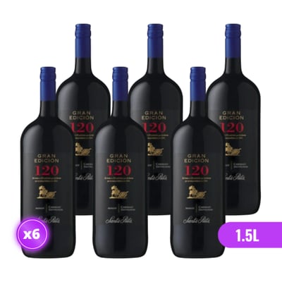 6x Vino 120 Gran Edición Botellón CS/Merlot 1.5L