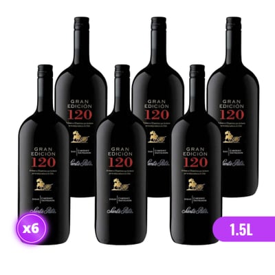 6x Vino 120 Gran Edición Botellón - CS/Syrah - 1.5L