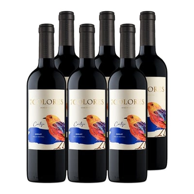 6x Vino 7 Colores Cortejo Merlot 13° 750cc