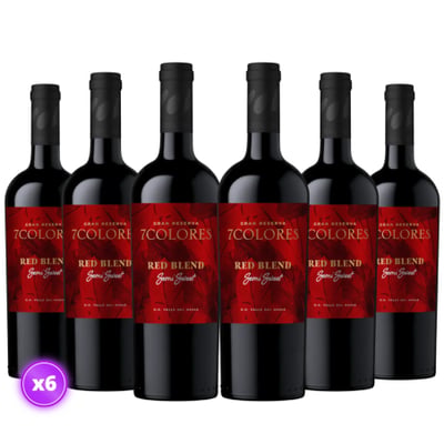 6x Vino 7 Colores Gran Reserva - Red Blend Semi Sweet - 750ml