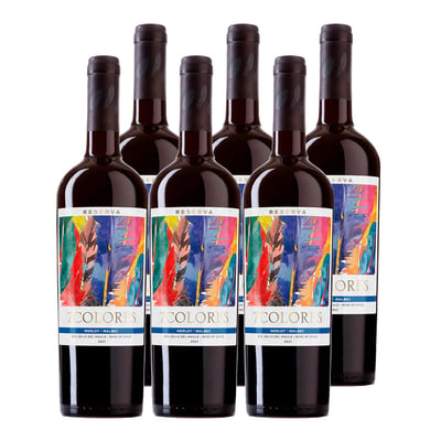 6x Vino 7 Colores Reserva Merlot - Malbec 750cc