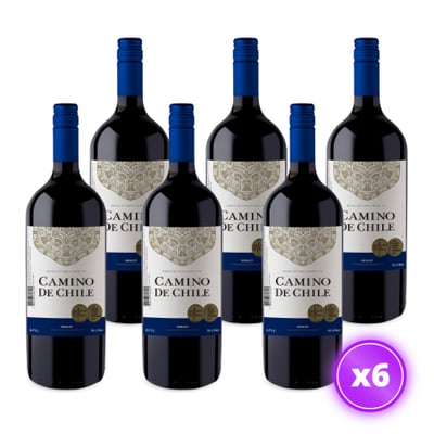 6x Vino Camino de Chile Botellón - Merlot - 1.5L