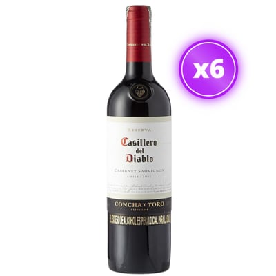 6x Vino Casillero del Diablo Reserva - Cabernet Sauvignon 750ml