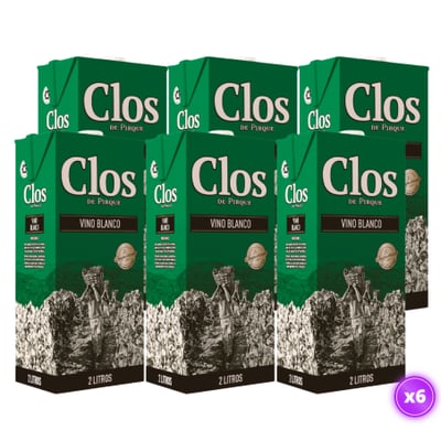 6x Vino Clos de Pirque - Vino Blanco Tetra 2L
