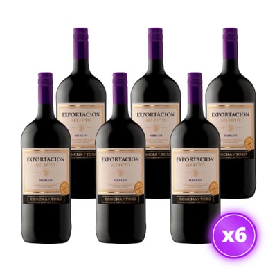 6x Vino Exportación Selecto - Merlot Botellón 1.5L