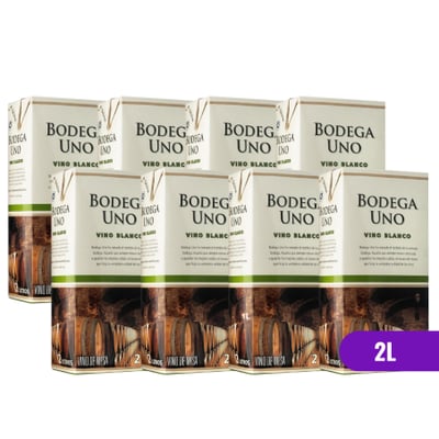 8x Vino Bodega Uno Tetra - Blanco - 2L