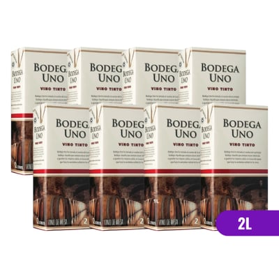 8x Vino Bodega Uno Tetra - Tinto - 2L