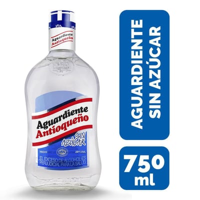 Aguardiente Colombiano Antioqueño Sin Azúcar Tapa Azul - 750ml