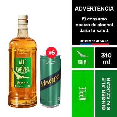 Alto Del Carmen Manzana 750 Ml. + Schweppes Ginger Ale Sin Azúcar 6 X 310 Ml.