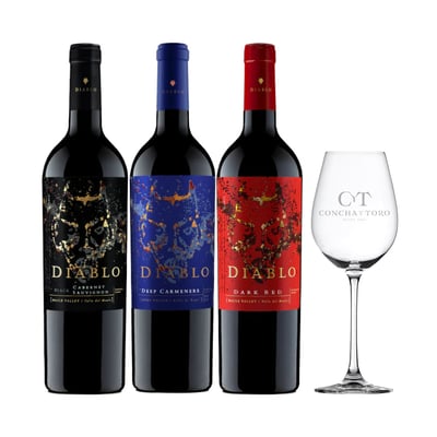 Arma tu Pack - 3x Vino Diablo Cepas 750cc + Copa de Regalo