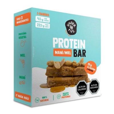 Barra Proteina Underfive Maní/miel (5 unidades de 45 gramos)