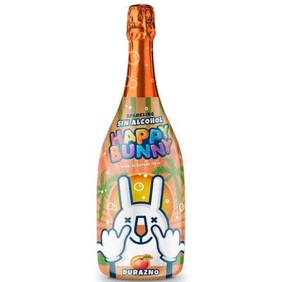 Bebida Espumosa Happy Bunny Sin Alcohol Durazno 750cc
