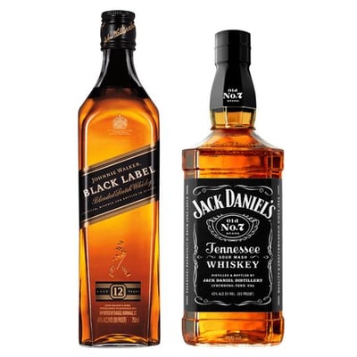 BLACK PACK: Whisky Johnnie Walker Black Label 750cc + Whiskey Jack Daniels N7 750cc