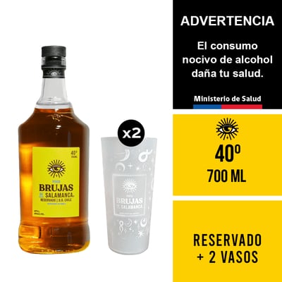 Brujas De Salamanca Reservado 40° 700 Ml + 2 Vaso Acrílico 580 Ml.