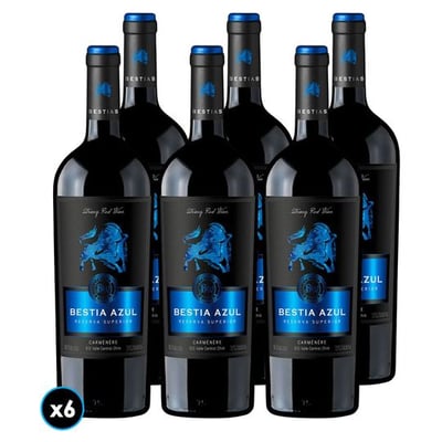 CAJA BESTIA AZUL (Carmenere): 6x Vinos Bestia Azul Carmenere 750cc