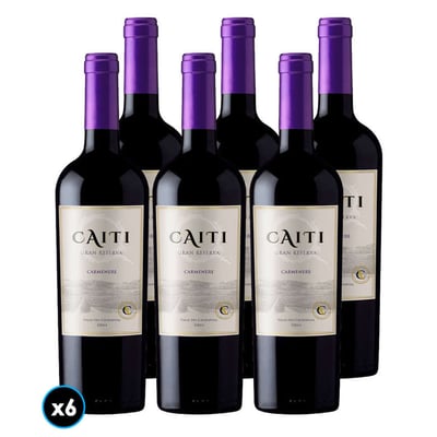 CAJA CAITI GR (Carmenere): 6x Vino Caiti Gran Reserva Carmenere 750cc