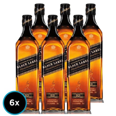 CAJA JW BLACK LABEL: 6x Whisky Johnnie Walker Black Label 750cc 40º alc.