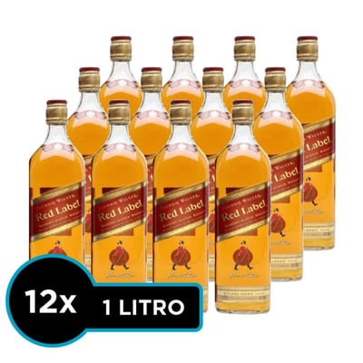 CAJA JW RED 1 LITRO: 12x Whisky Johnnie Walker Red Label 1 Litro 40º alc.