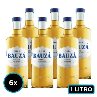 CAJA PISCO BAUZÁ 1 LiTRO: 6x Pisco Especial Bauza 1 Litro 35º alc.