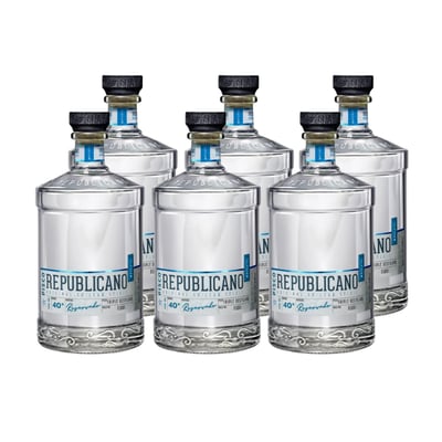 Caja Pisco Republicano Transparente 40° x6 ($8.790 c/u)