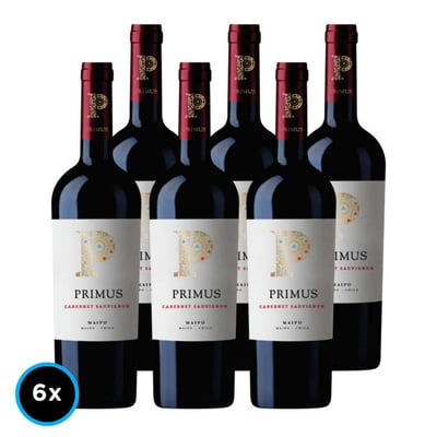 CAJA PRIMUS CABERNET: 6x Vino Primus Cabernet Sauvignon Orgánico 750cc